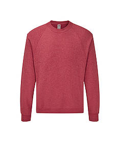 Червоний Меланж світшот жіночий оверсайз Classic raglan sweat Fruit of the Loom