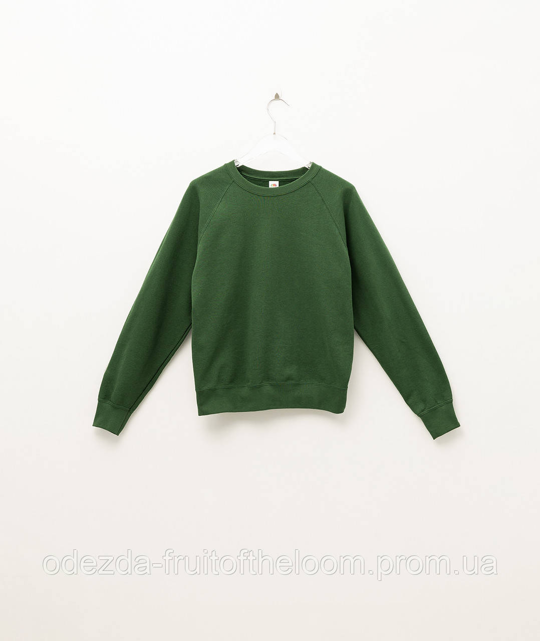 Темно-Зелений світшот жіночий оверсайз Classic raglan sweat Fruit of the Loom