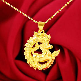 Позолочена підвіска Кінь з Драконом для життєвої сили та стійкості