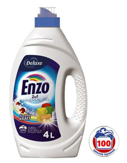 Універсальний гель для прання Deluxe Enzo Universal 4л, 100 прань, фото 1