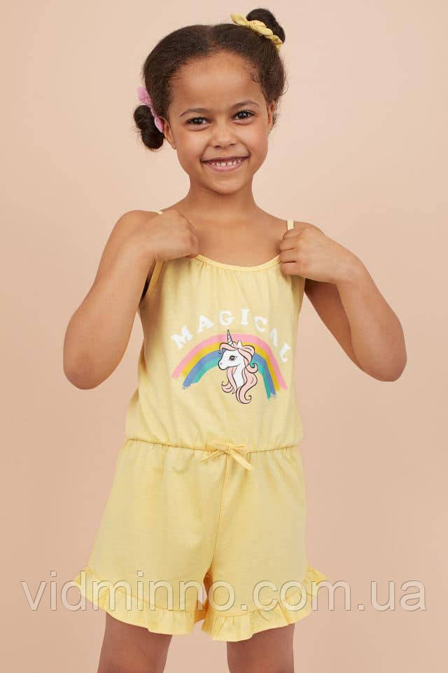 Літній комбінезон ромпер H&M на дівчинку р.98-104, 2-4 роки, єдиноріг, фото 1