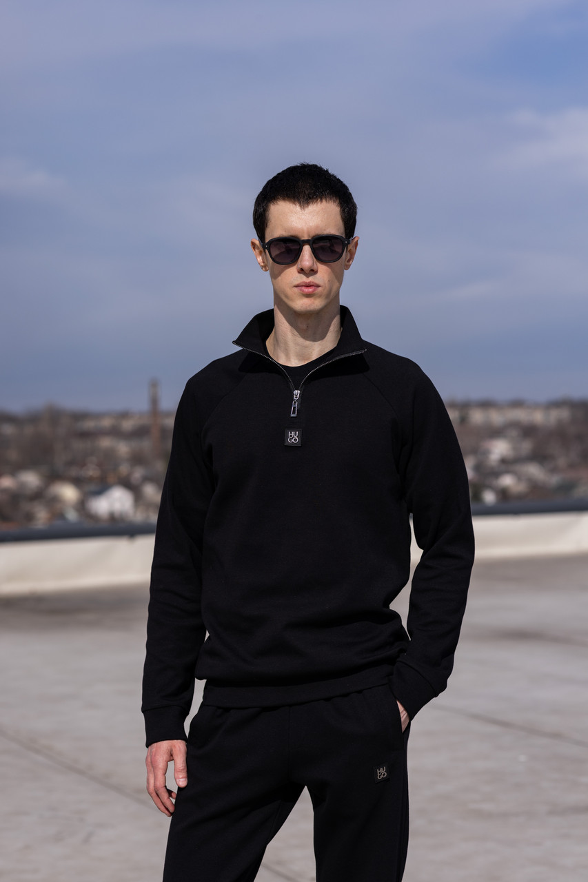 Кофта Hugo Boss чоловіча весняна осіння джемпер тринитка хьюго босс чорна
