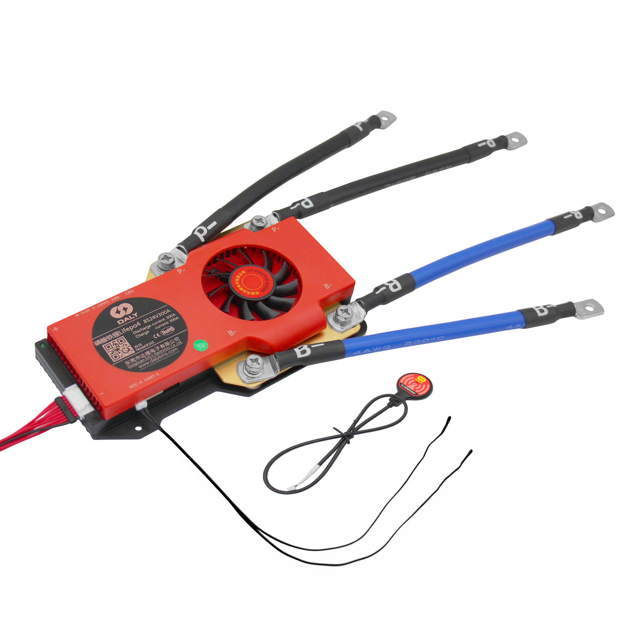 BMS smart плата LiFePO4 24V 8S 300A для літій-залізо-фосфатних акумуляторів симетрия з Bluetooth+вентилятор