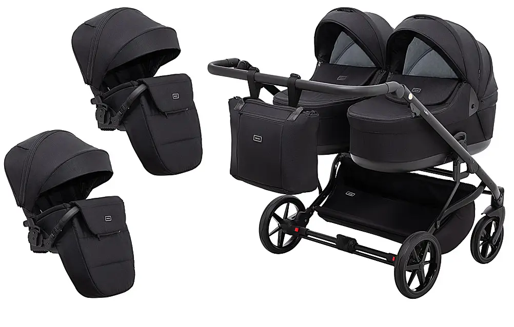 Коляска 2 в 1 для двійні Adamex Leo Duo Tip TK-53 чорний