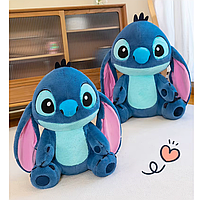 Мягкая игрушка сидячий Стич из мультика Лило и Стич 51 см, детская подушка-игрушка Стич синего цвета