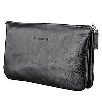 Барсетка-клатч мужская GRANDE PELLE 11146 Черная. В гладкой натуральной коже