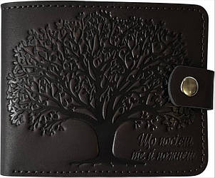 Портмоне "Що посієш те й пожнеш" Дерево, з натуральної шкіри Чорне