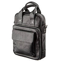 Мужская сумка под А4 вертикального формата в гладкой натуральной коже 11165 SHVIGEL, Черная