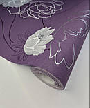 Шпалери вінілові 10 × 0.53 м 6465-30, фіолетові з квітковим візерунком для спальні, вітальні, прихожої, дівочої кімнати, фото 2