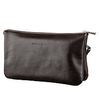 Барсетка-клатч мужская GRANDE PELLE 11263 Коричневая. Натуральная гладкая кожа
