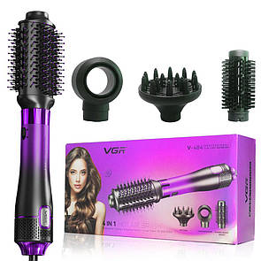 Фен-щітка стайлер VGR 4 в 1 V-484 PURPLE, 4 насадки, 2 режими AuraHome