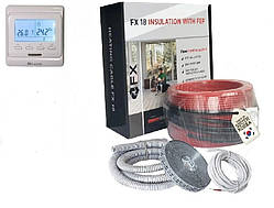 Тепла підлога електрична, кабель Felix FX18 Premium 450 Вт 2,5-3,0 м2 25 м.п. і програмований терморегулятор