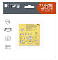 Ремкомплект самоклейка водостійкий Bestway 62091 для басейнів та надувних виробів 10 штук на аркуші, 6,5х6,5 см