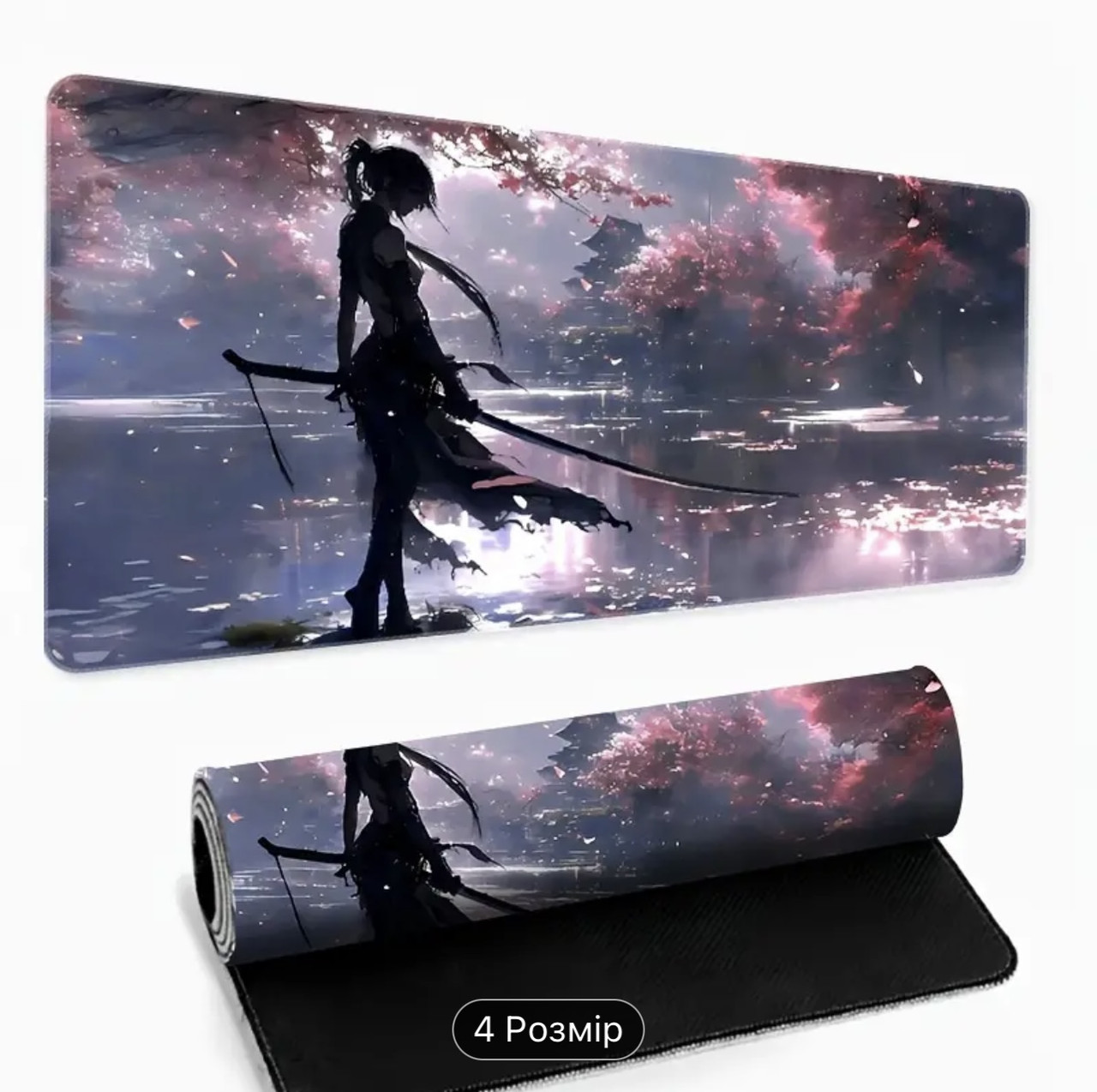 Килимок для миші з дизайном дівчини на фоні озера, розмір 80/30, фото 1