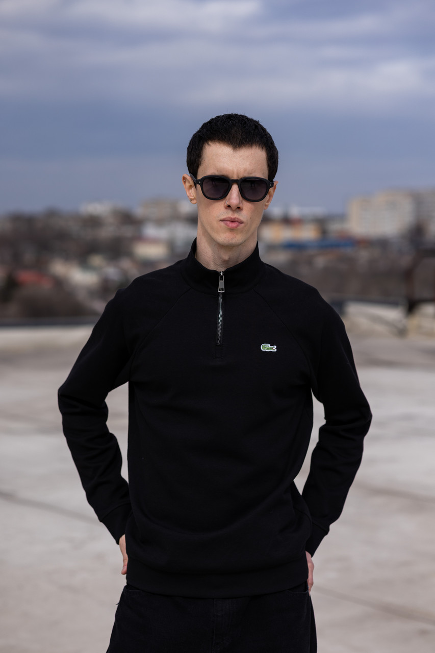 Кофта Lacoste чоловіча весняна осіння світшот джемпер лакосте чорний