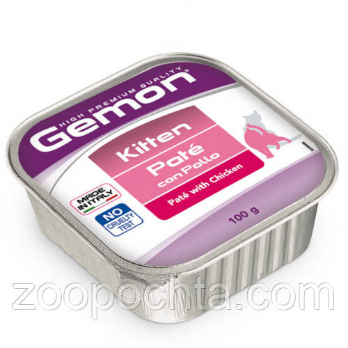 Вологий корм для кошенят GEMON CAT WET Kitten паштет з куркою 100 гр 32 шт
