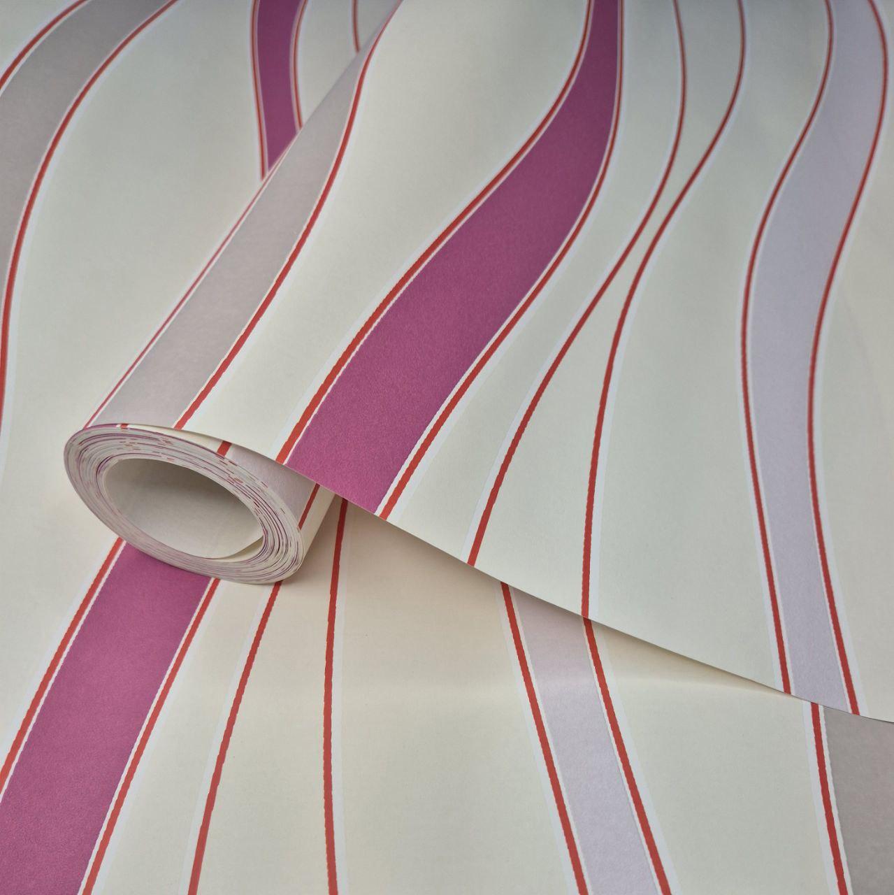 Шпалери вінілові 10 × 0.53 м 53916, з хвилястим візерунком у рожевих і сірих тонах для вітальні, спальні, передпокою, фото 1