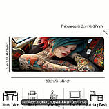 Килимок для миші з дизайном дівчини аніме з татуюванням, розмір 80/30, фото 2