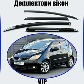 Дефлектори вікон, вітровики Mitsubishi Colt хітчбек 2004-2012 (скотч) VIP