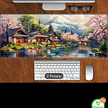 Килимок для миші з дизайном пейзажу з сакурами та вулканом, розмір 80/30, фото 3