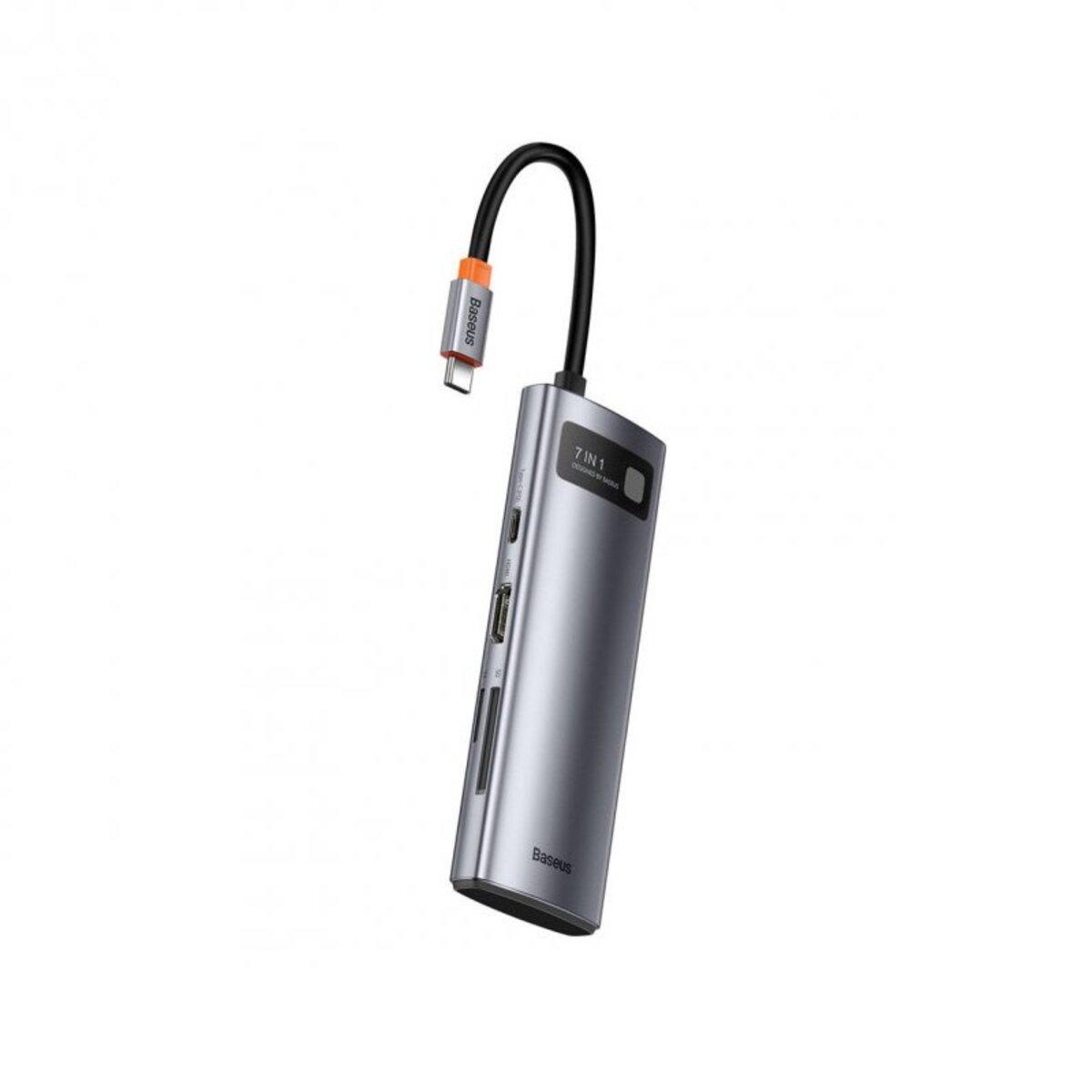 USB-хаб Baseus Metal Gleam Series 7-in-1 Multifunctional Type-C HUB Docking Station Gray(Type-C to