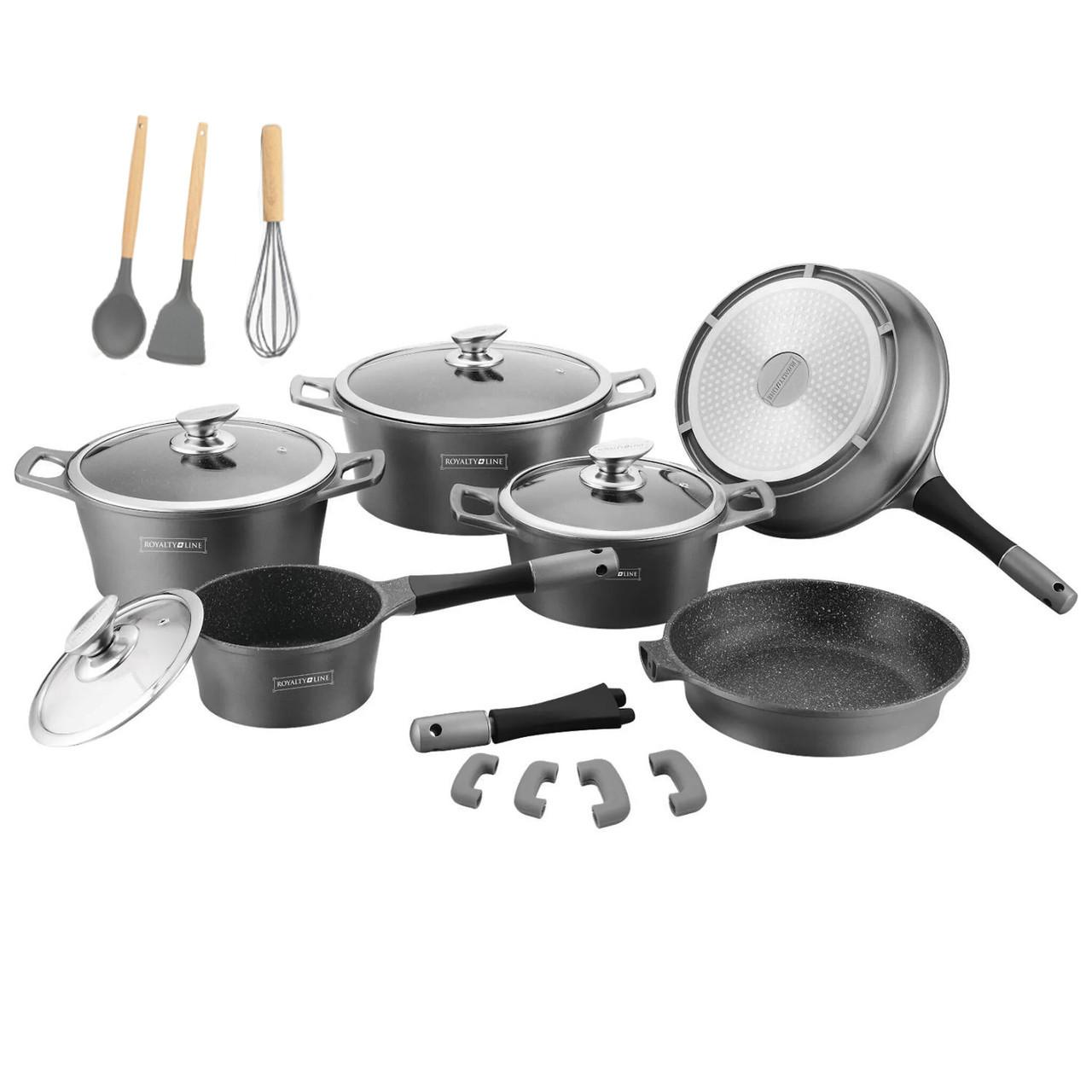 Набір каструль Royalty Line RL ES-1014M silver 14 pcs