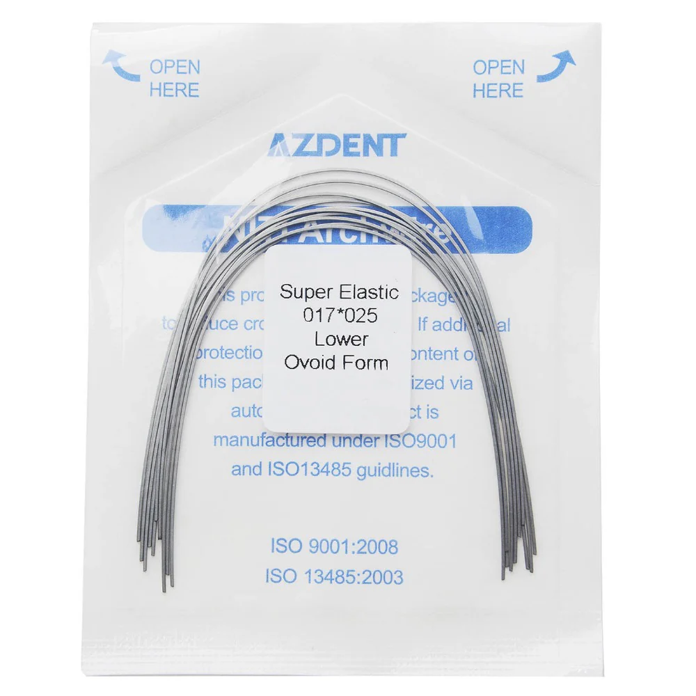 Дуги Azdent SE Niti, 0.017x0.025, низ, 10шт/уп. Ovoid Form