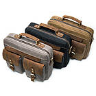 Сумка-портфель чоловіча текстильна з шкіряними вставками Vintage 20001 Сіра, фото 10