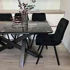 Стіл обідній на металевих ніжках Ларс Jm, колір ніжок чорний , скло black/20, фото 3