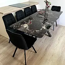 Стіл обідній на металевих ніжках Ларс Jm, колір ніжок чорний , скло black/20, фото 5