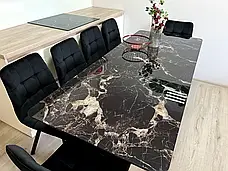 Стіл обідній на металевих ніжках Ларс Jm, колір ніжок чорний , скло black/20, фото 4