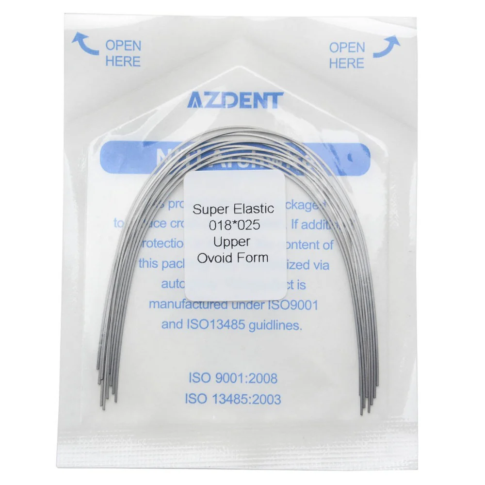 Дуги Azdent SE Niti, 0.018x0.025, верх, 10шт/уп. Ovoid Form