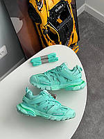 Шкіряні жіночі голубі кросівки Balenciaga Track Trainer Turquoise Демісезонні кросівки Баленсіага