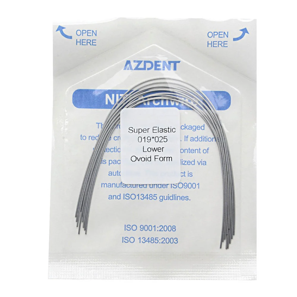 Дуги Azdent SE Niti, 0.019x0.025, низ, 10шт/уп. Ovoid Form