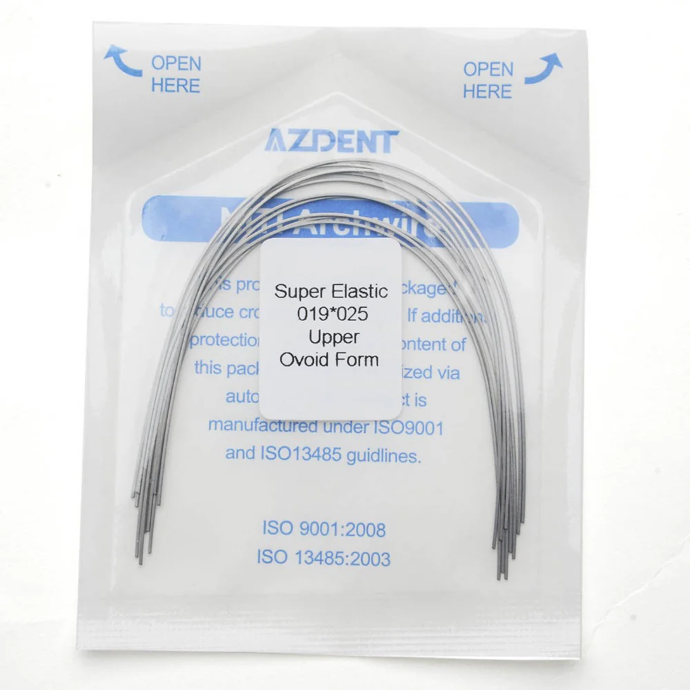 Дуги Azdent SE Niti, 0.019x0.025, верх, 10шт/уп. Ovoid Form