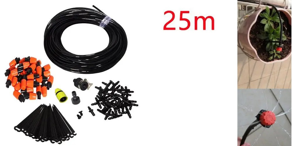 Набір для крапельного поливання рослин саду городу Aqualin Комплект крапельне зрошення теплиці 25 м 30 форсунок, фото 1