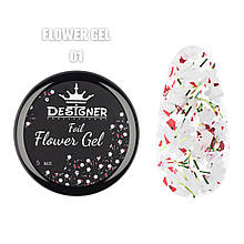 Foil flower gel Дизайнер (5мл.) гель с цветочками из фольги. Прозорий FG01