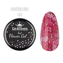 Foil flower gel Дизайнер (5мл.) гель с цветочками из фольги. Малиновий FG06