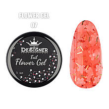 Foil flower gel Дизайнер (5мл.) гель с цветочками из фольги. Корраловий FG07