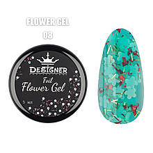 Foil flower gel Дизайнер (5мл.) гель с цветочками из фольги. Бірюзовий FG08