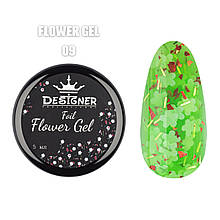 Foil flower gel Дизайнер (5мл.) гель с цветочками из фольги. Салатовий FG09