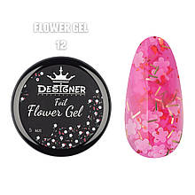 Foil flower gel Дизайнер (5мл.) гель с цветочками из фольги. Рожевий FG12