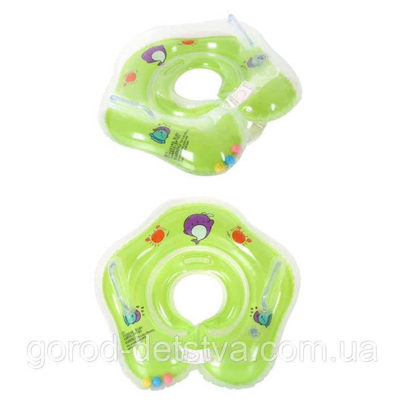 Надувне коло з брязкальцями для купання немовлят коло на шию для купання дітей у ванній у бассейні, фото 1