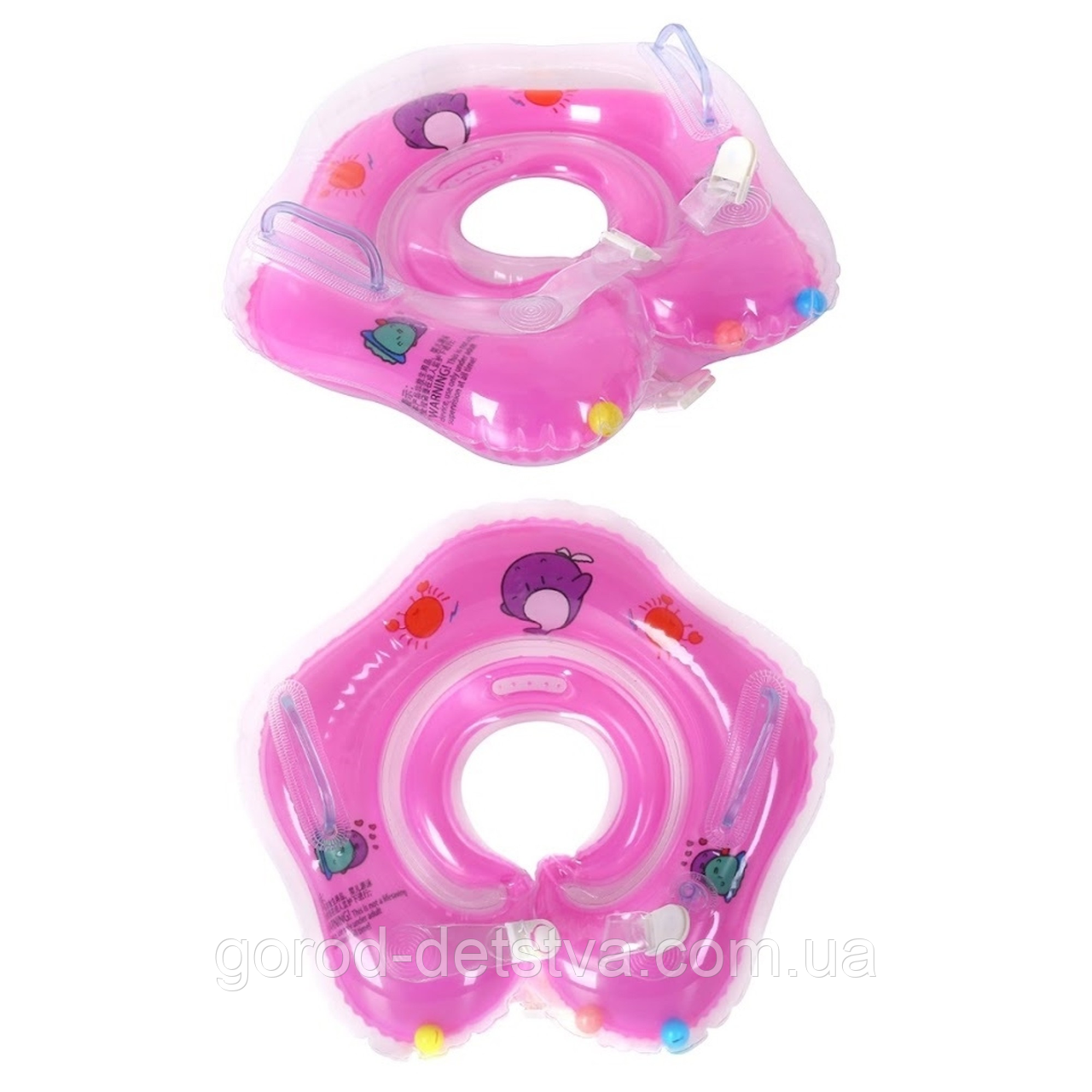 Надувне коло з брязкальцями для купання немовлят коло на шию для купання дітей у ванній у бассейні, фото 1