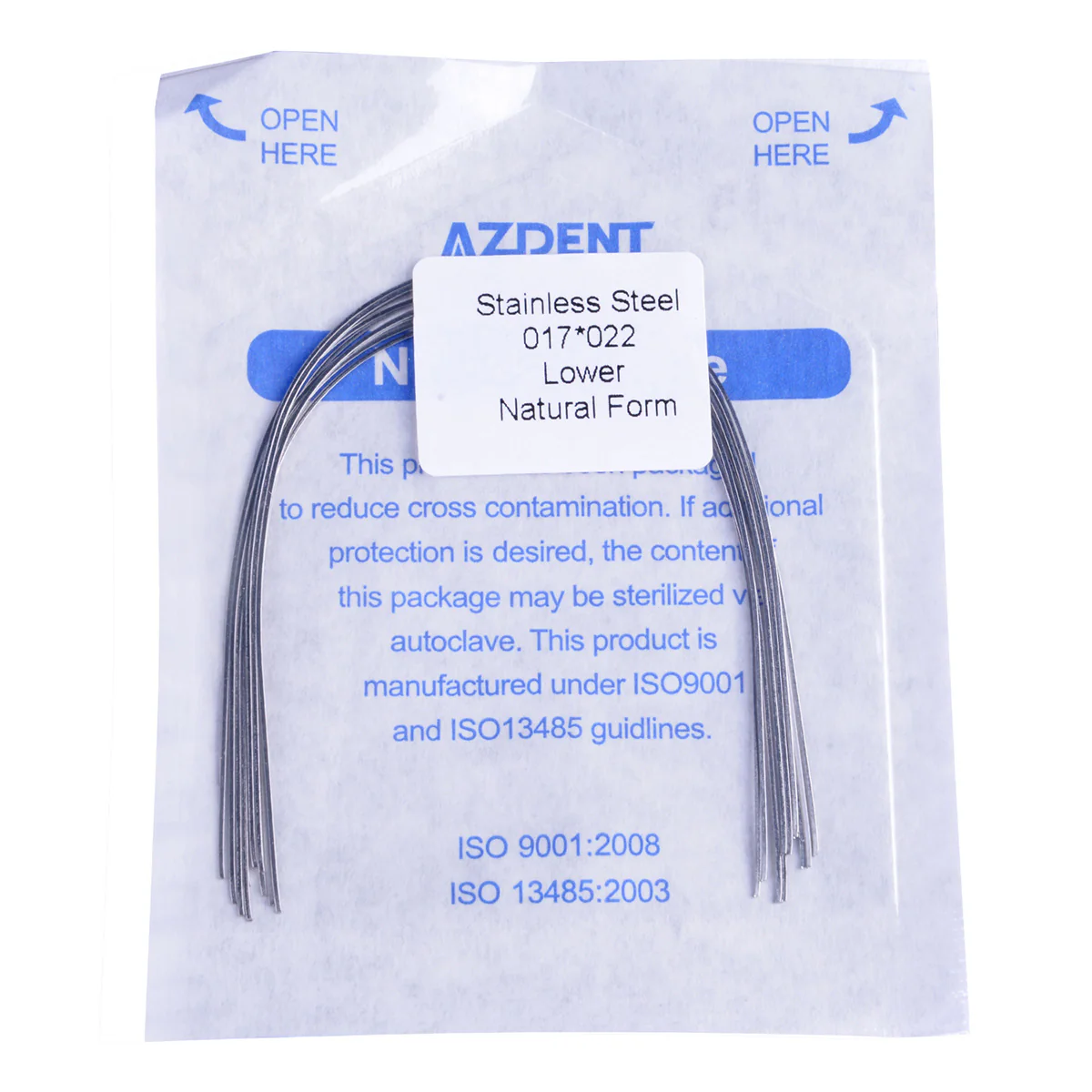 Дуги Azdent Stainless Steel (SS), 017x022, низ, 10шт/уп. Natural Form