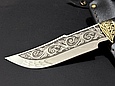 Подарунковий мисливський ніж з гравіюванням "Класичний" в піхвах з натуральної шкіри ручна робота, фото 4