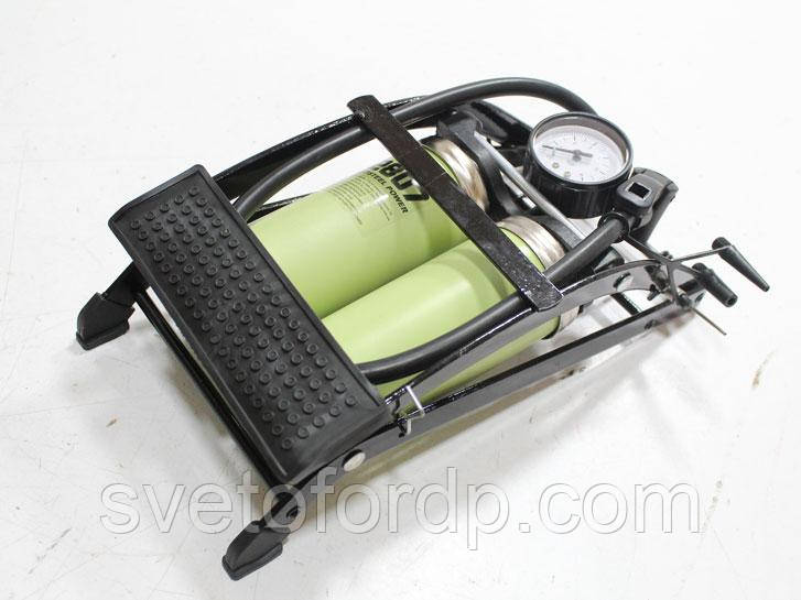 Насос ножний двоциліндровий 7 ATM 2х55х120 мм посилений, фото 1