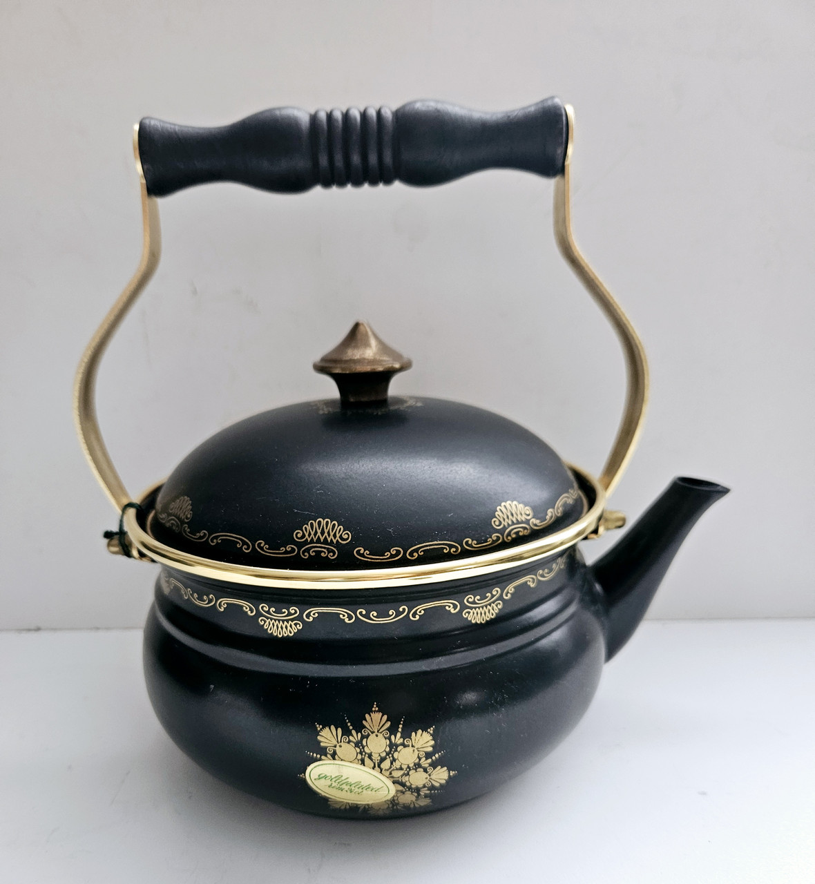 Вінтажний чайник із чавуну 24 до позолота, фото 1