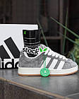Молодіжні кросівки Adidas Campus замшеві сірий з білою підошвою низькі спортивні кеди адідас для бігу та відпочинку, фото 8