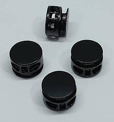 Фиксатор для шнура пластиковый круглый, черный.